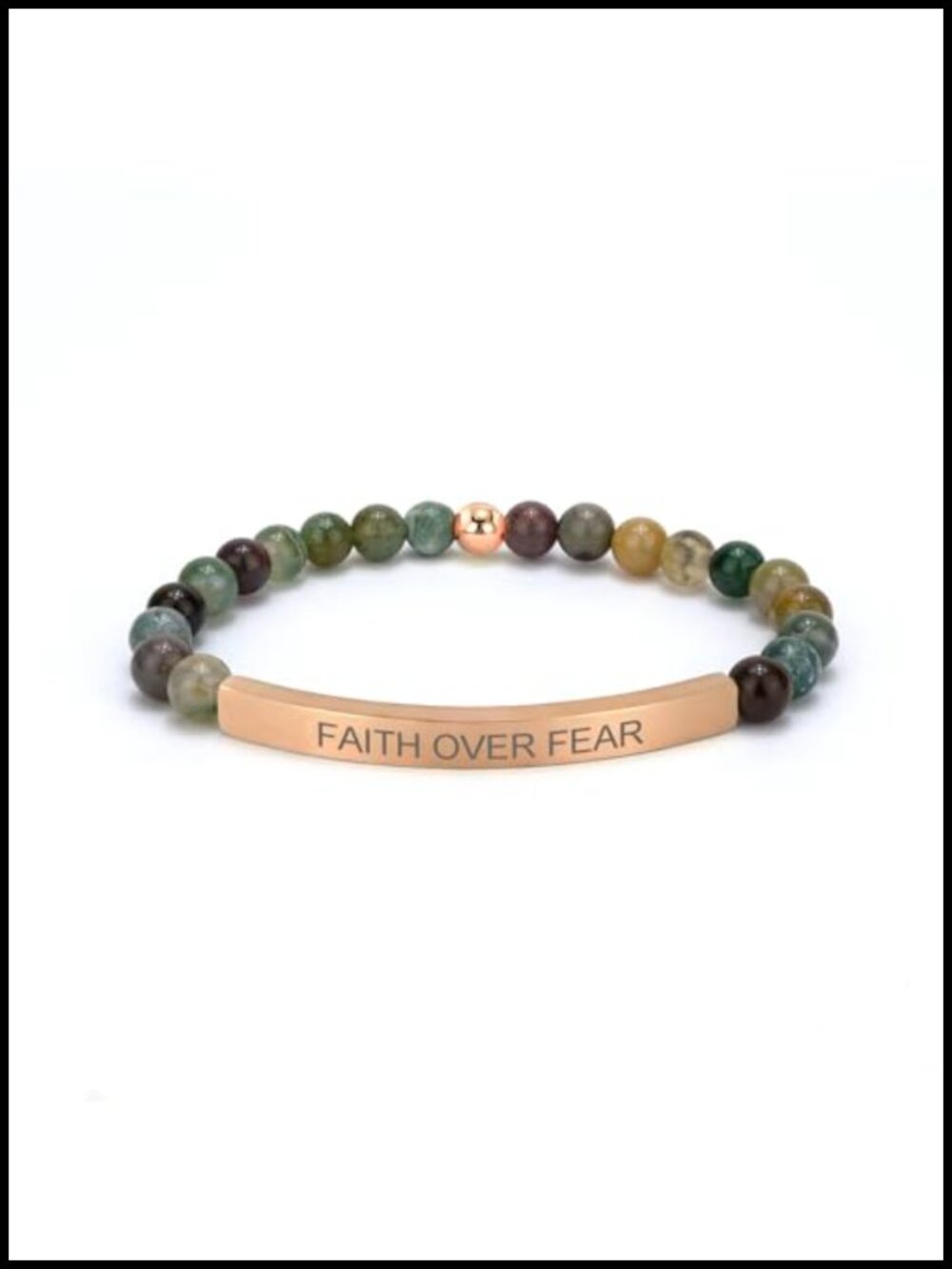 Indian Agate Christian Inspirational Bracelet, 18K Gold Plated Verse Jewelry